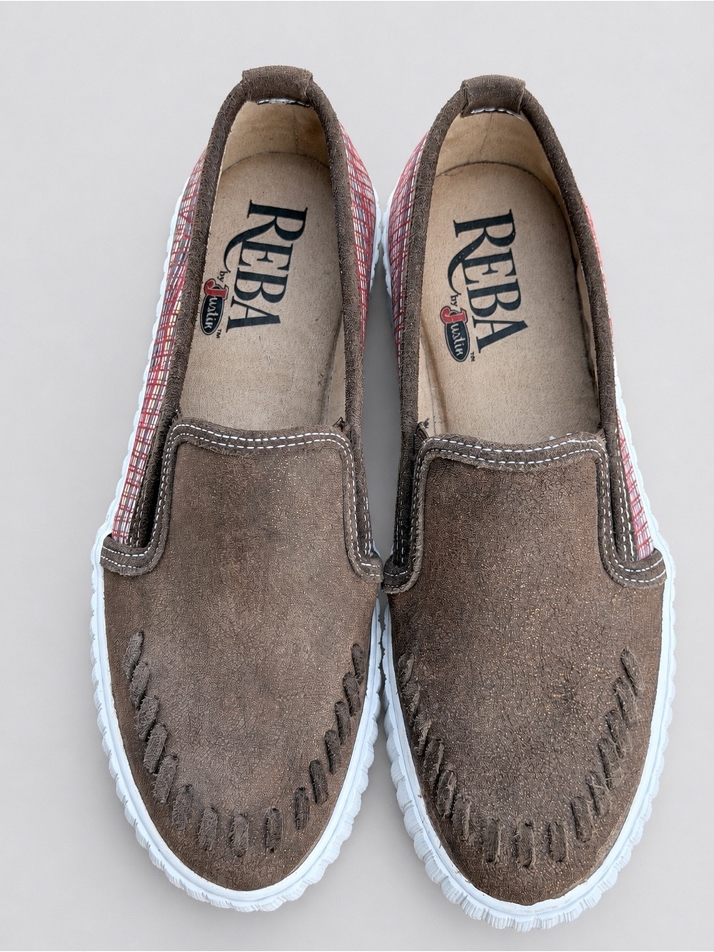 Reba by Justin Helen Cognac Brown Leather Slip-On Shoes Women’s 7.5M